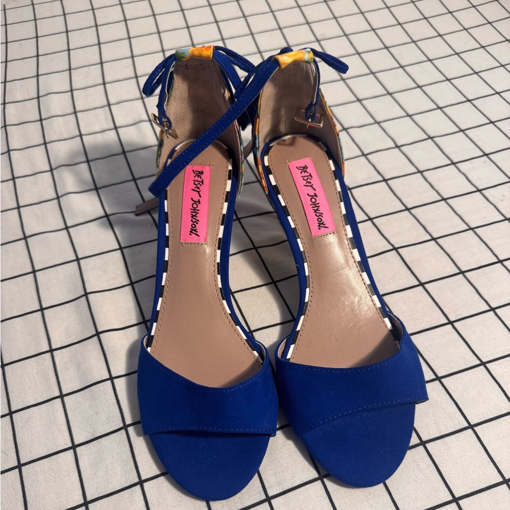 Betsey Johnson Royal Blue Open-Toe Ankle-Strap Heels